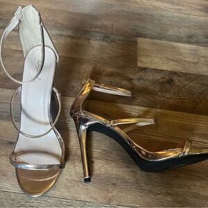 Qupid Rose Gold Strappy High Heel Sandals 4.5”